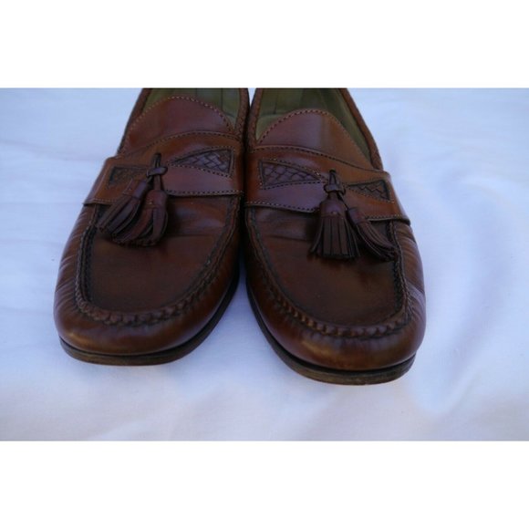 Allen Edmonds Shoes Maxfield Brown Mens 9.5 D Leather USA Tassel Loafers READ main image 6